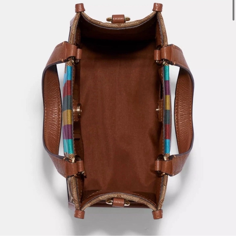 Like New Coach Tan and Multicolor Stripe Tote - Picture 4 of 7